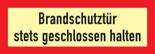 Nordwest Brandschutzzeichen DIN 4066 L297xB105mm Brandschutztür stets geschl.halten Folie