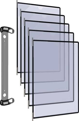 TARIFOLD Wandhalter 5 Sichttafeln PP schwarz m.Neodym-Magnetf.DIN A4 TARIFOLD
