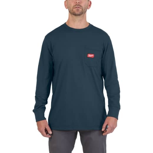 MILWAUKEE Arbeits-Langarm-Shirt blau mit UV-Schutz WTLSBLU-XL