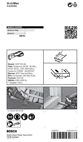 BOSCH EXPERT MultiMax MAII 32 APIT Blatt für Multifunktionswerkzeuge, 32 mm. Für oszillierende Multifunktionswerkzeuge