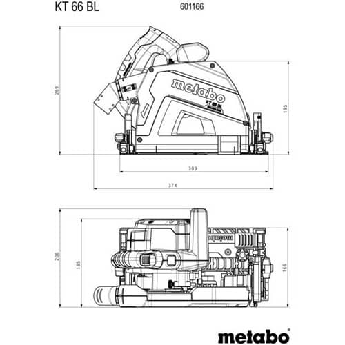METABO Tauchkreissäge KT 66 BL Leistung 1200W Sägeblätt 165x20mm metaBOX 340