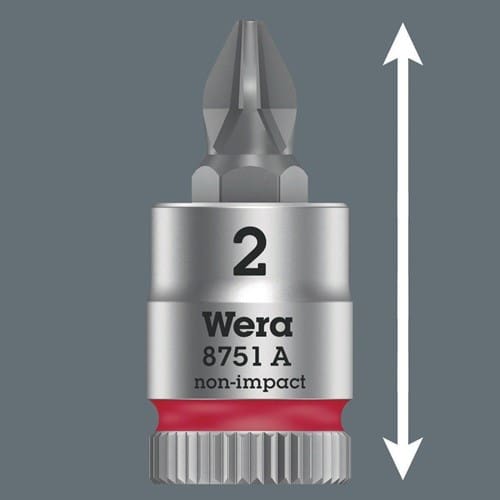 WERA Schraubendrehereinsatz 8751 A Phillips 1/4 Zoll Kreuzschlitz PH PH 1 L.28mm WERA