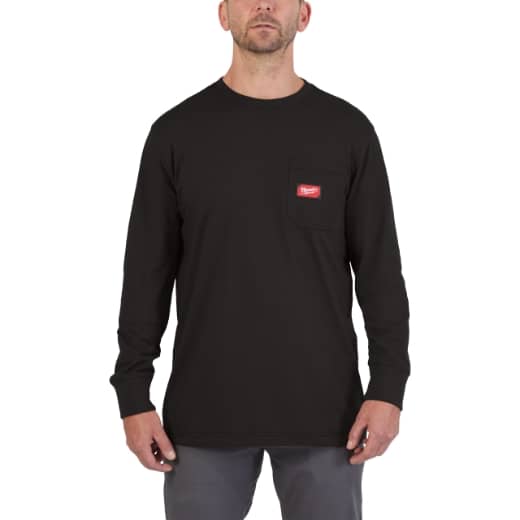 MILWAUKEE Arbeits-Langarm-Shirt schwarz mit UV-Schutz WTLSBL-M