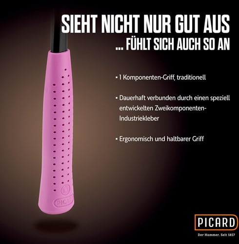 PICARD Latthammer Pink Edition Nr.626M 626 DIN 7239 Kopf-G.600g m.Magnet glatt C45-Rohr