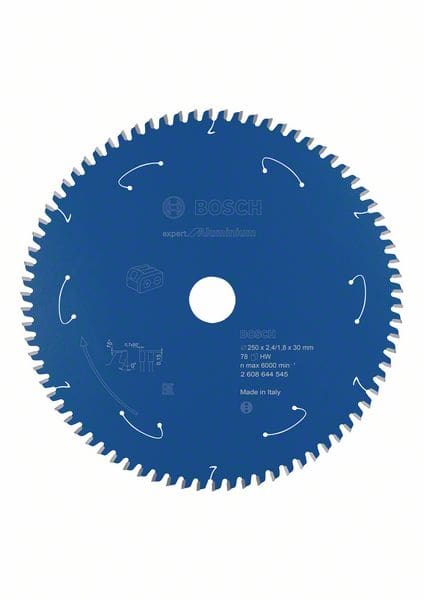 BOSCH Kreissägeblatt für Akkusägen Expert for Aluminium, 254 x 2,4/1,8 x 30, 78 Zähne