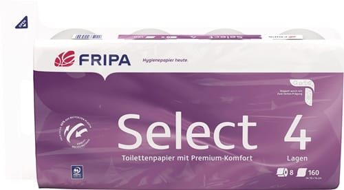 FRIPA Toilettenpapier Fripa Select 4-lagig Zellstoff hochweiß 6x8 RL=48RL FRIPA