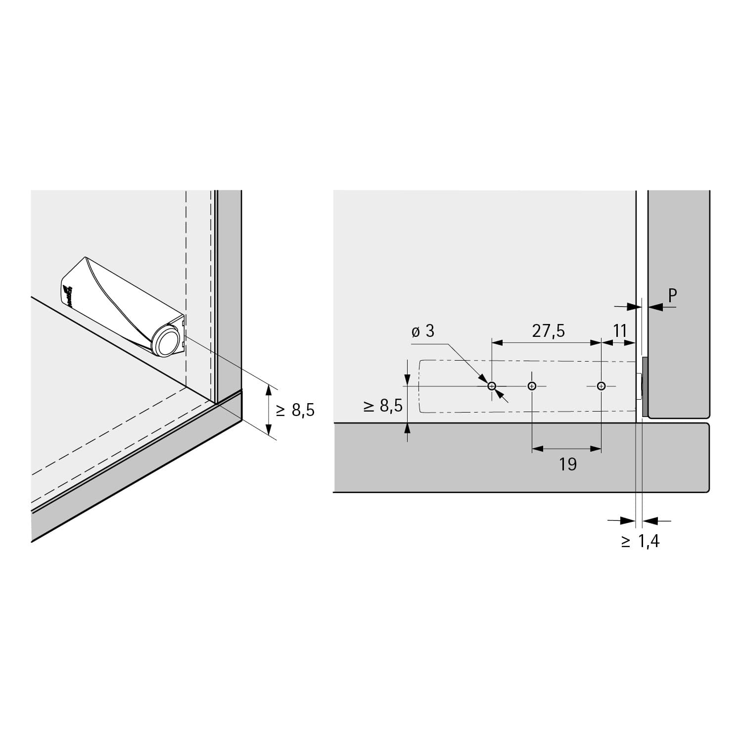 HETTICH Pin Strong, zum Anschrauben, Kurzhub, anthrazit, 9375930