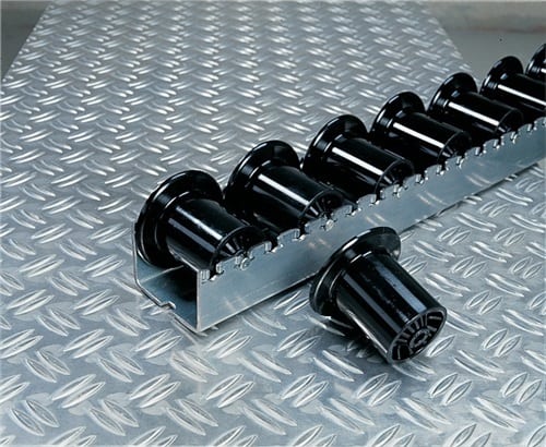 BITO Rollenleiste schwer L.3600mm Ku.-Spurkranzrollen,D.46/70mm Rollenteilung 96mm