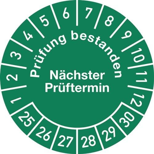 Mehrjahresprüfplakette D.30mm Prüfung bestanden 25-30 Folie Btl.a 100 St.
