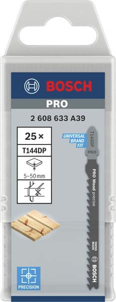 BOSCH Stichsägeblatt T 144 DP Precision for Wood, 25er-Pack