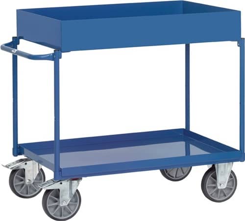 FETRA Tischwagen Bügel waager. 2Stahlblechwan.L850xB500mm H.1x150mm/1x40mm brillantbl.