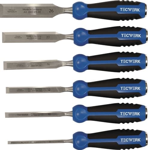 TECWERK Stechbeitelsatz 6,10,12,16,20,26mm 2-K Heft.6-tlg.HO-Kasten TECWERK