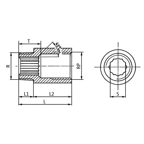 SPRINGER Hahnverlängerung DIN 3523 EN 10226-1 NPS 1/2 Zoll 53mm 13mm 40mm SPRINGER