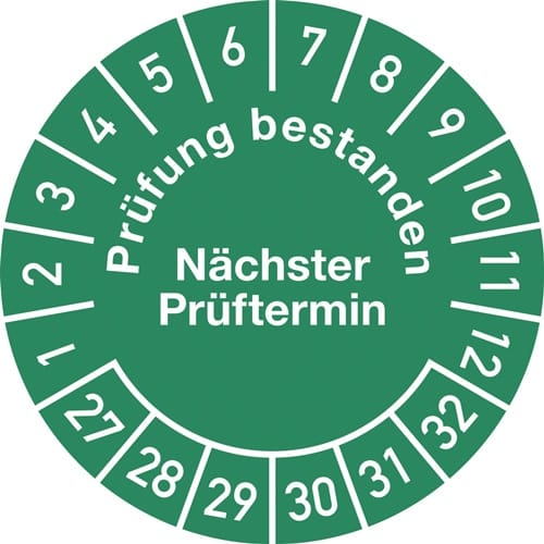 Nordwest Mehrjahresprüfplakette D.30mm Prüfung bestanden 27-32 Folie Btl.a 100 St.