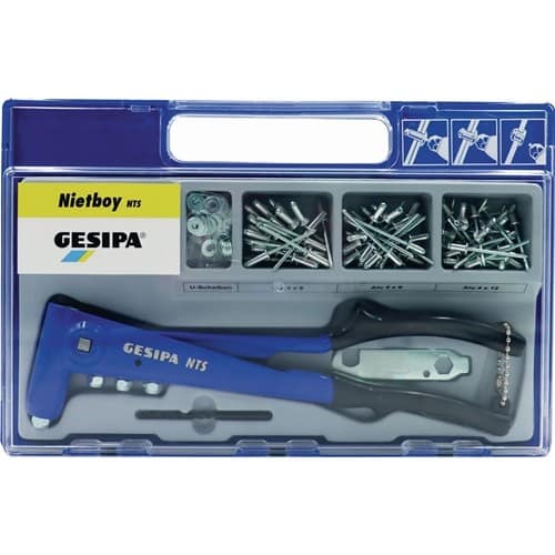 GESIPA Blindnietsortiment Nietboy 135tlg.Zange NTS u.Blindniete D.4mm i.Ku.-Koffer