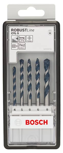 BOSCH Betonbohrer-Robust-Line-Set CYL-5, Blue Granite, 5-teilig, 4 - 8 mm