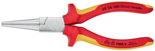 KNIPEX Langbeckzange Gesamt-L.160mm Form 3 Kopf verchr.lang,rd.VDE Mehrkomp.-Hüllen
