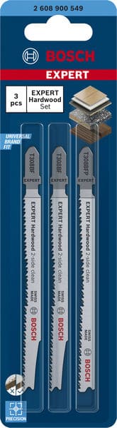 BOSCH EXPERT ‘Hardwood 2-side clean‘ Stichsägeblatt-Set, 2-tlg., T308BF/BFP. Für Stichsägen