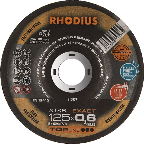 RHODIUS Trennscheibe XTK6 EXACT D125x0,6mm gekr.INOX Bohr.22,23mm RHODIUS