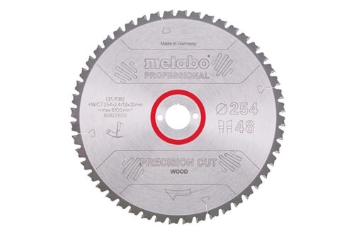 METABO Kreissägeblatt precision cut wood professional D254xB2,4xBohrung30mm 48Z. WZ