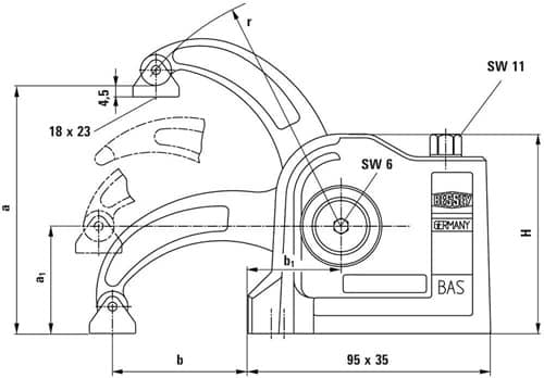 BESSEY BAS Spannhöhe 97mm A.60mm o.AL-Druckschuh offen Bessey