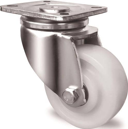 TECWERK Schwerlast-Lenkrolle D.75mm Trgf.300kg Ku.Platte L100xB85mm Farbe Rl.weiß TW