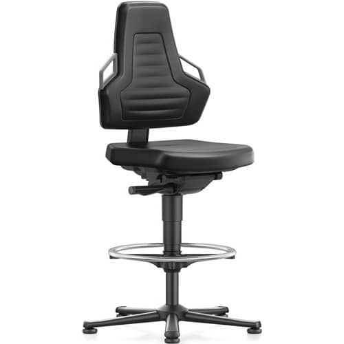 BIMOS Arbeitsdrehstuhl Nexxit Bodengleiter+Fußring Grifffarbe grau Supertec-Gewebe