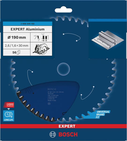BOSCH Kreissägeblatt Expert for Aluminium, 190 x 30 x 2,6 mm, 56