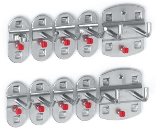 RASTERPLAN Werkzg.h.10-tlg.ku.-besch.7 Haken/2 Doppelhaken/1 Werkzeugklemme RASTERPLAN