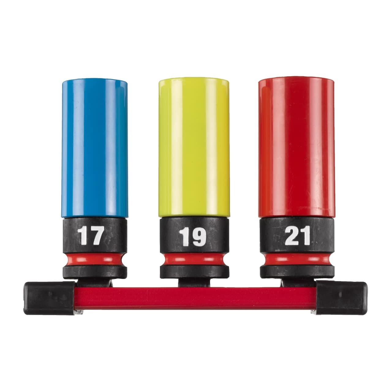 MILWAUKEE SHOCKWAVE 1/2" Schlagnuss Automotive 3-teilig (17, 19, 21 mm) auf Schiene