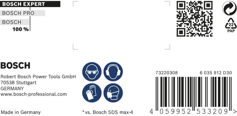 BOSCH EXPERT SDS max-8X Hammerbohrer, 26 x 400 x 520 mm. Für Bohrhämmer