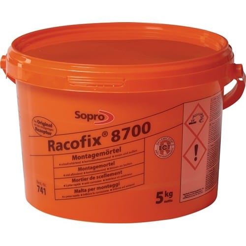 SOPRO Montagemörtel Racofix® 8700 1:3 Raumteile (Wasser/Mörtel) 5kg Eimer SOPRO