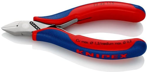 KNIPEX Elektronikseitenschneider L.115mm Form 4 Facette nein 2K-Hülle spiegelpol.KNIPEX