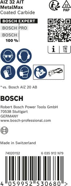 BOSCH EXPERT MetalMax AIZ 32 AIT Blätter für Multifunktionswerkzeuge, 40 x 32 mm, 10 Stück. Für oszillierende Multifunktionswerkzeuge