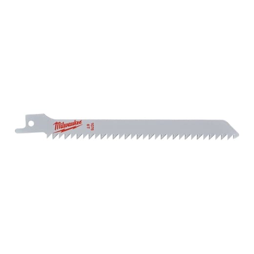 MILWAUKEE 150 x 4,2 mm (6 TPI), unlackiert Säbelsägeblatt Holz - ideal für Kurvenschnitte in Nassholz
