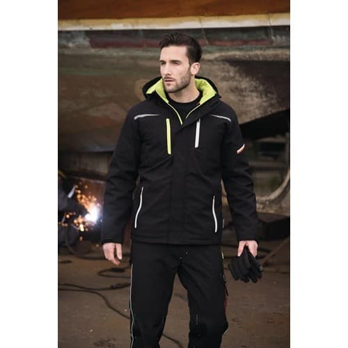 TERRAX Softshell-Berufsparka Terrax Workwear Gr.M schwarz/limette TERRAX