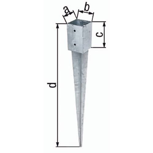 GAH Einschlag-Bodenhülse a71xb71xc150xd750mm STA roh TZN GAH