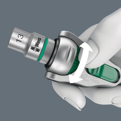 WERA Schwenk- u.U.-Knarre Zyklop Speed 1/4 Zoll Anz.Z.72 L.152mm 2K-Griff WERA