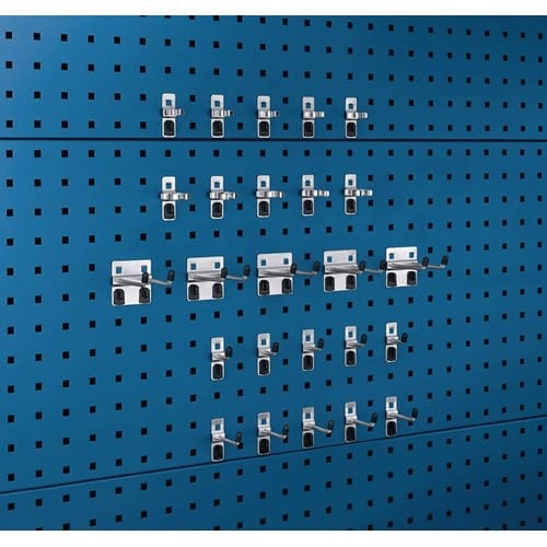 BOTT Werkzeughaltersortiment 25-tlg.verzinkt f.Lochplatten 15 Haken/10 Klemmen BOTT