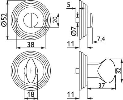 HERMAT Schlüsselrosette 2069, Messing