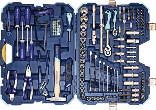 TECWERK Steckschlüssel-/Handwerkzeugkoffer 131-tlg.m.Ring-Maulschlüsseln TECWERK