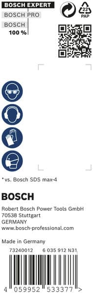 BOSCH EXPERT SDS max-8X Hammerbohrer, 18 x 200 x 340 mm, 5 Stück. Für Bohrhämmer