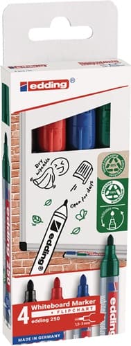 EDDING Whiteboardmarker 250 schwarz/rot/blau/grün Strich-B.1,5-3mm Rundspitze EDDING
