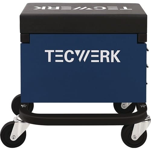 TECWERK Werkstattrollsitz m.Rl.u.Ablage Kunstlederpolster blau/schwarz TECWERK