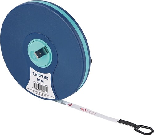 TECWERK Kapselbandmaß L.50m Bandbr.13mm 2 mm/cm EG II ABS Nylon-Fiber TECWERK