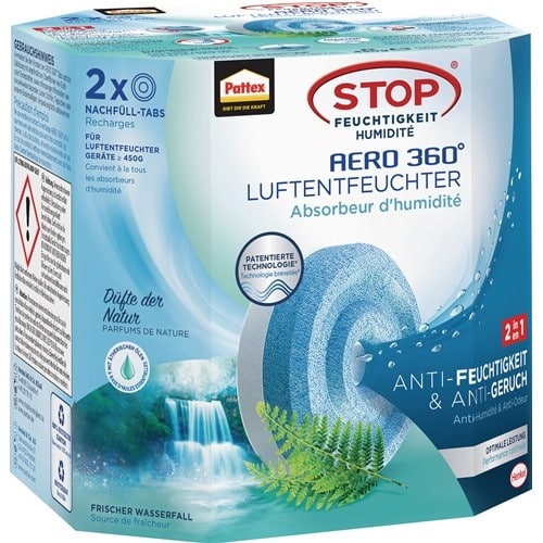 PATTEX Luftentfeuchter Aero 360 2 Tabs à 450g AHAWF Waterfall Freshness Pk.PATTEX
