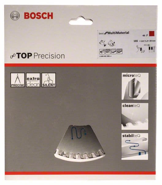 BOSCH Kreissägeblatt Top Precision Best for Multi Material, 165 x 20 x 1,8 mm, 48