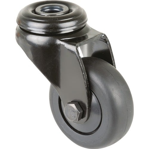 BS ROLLEN Lenkrolle D.50mm Trgf.50kg m.Rückenloch Ku.Kugell.Gum.schwarz BS ROLLEN