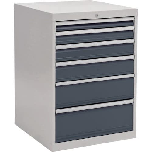 BEDRUNKA+HIRTH Schubladenschrank H1019xB705xT736mm lichtgrau/grau 6 Schubl.Voll.Bedrunka