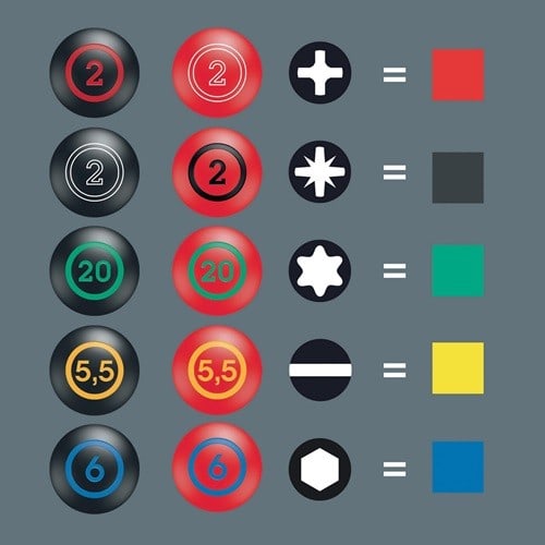 WERA Schraubendrehersatz 335/350/355/6 6-tlg.Schlitz/PH/PZD 2K-Griff Rundkl.WERA